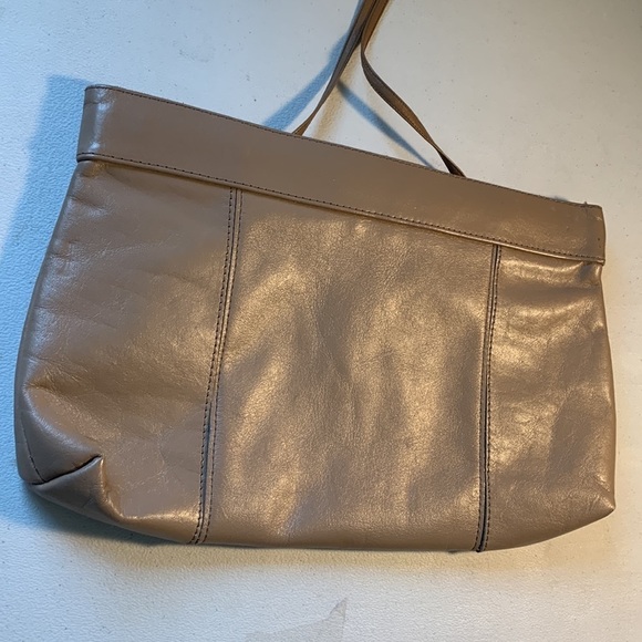 VIntage 80s Tan Genuine Leather Clutch Shoulder Bag - Picture 10 of 10